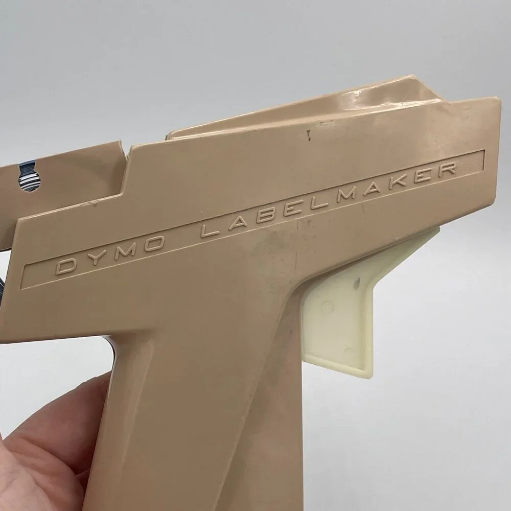 Vintage DYMO Label Maker Beige Tan With Partial Blue Roll Tape